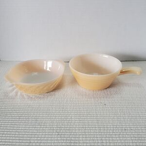 2 Fire King Dishes Bowls Vintage Small 5" Peach Lusterware Soup Anchor Hocking